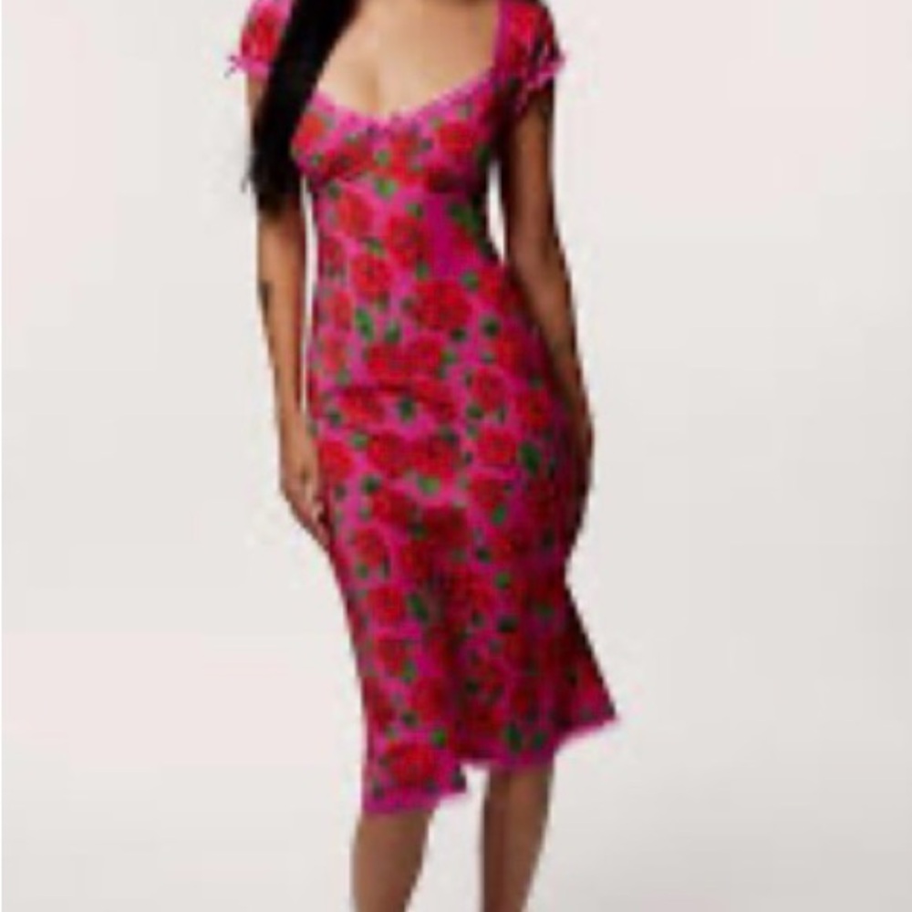 Betsey Johnson Pink Floral Midi Dress